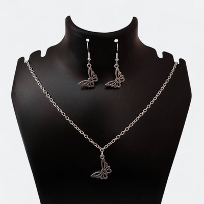 Hi_BAA Alloy Silver White Jewellery Set(Pack of 3)