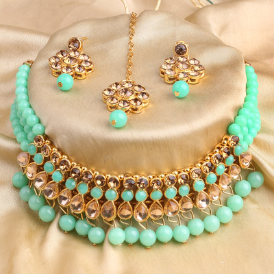 SHREE MK JEWELLERS Alloy Gold-plated Multicolor Jewellery Set(Pack of 1)