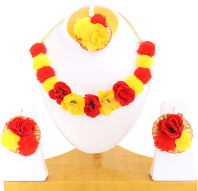 TheQueenVibes Fabric Red, Yellow Jewellery Set(Pack of 1)