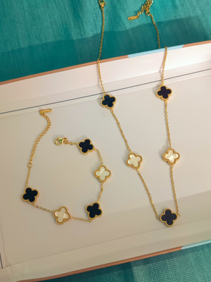 Shivaay Jewels Brass, Stainless Steel Gold-plated Gold, Black, White Jewellery Set(Pack of 2)