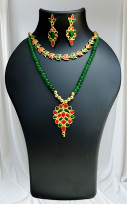 balaji gold Copper Gold-plated Red, Green Jewellery Set(Pack of 1)