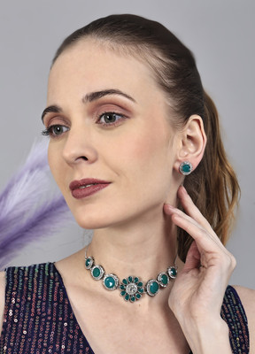 DEGHLAM Alloy Gold-plated Green Jewellery Set(Pack of 3)