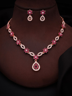 brado jewellery Brass Gold-plated Rose Gold, Brown, Pink Jewellery Set(Pack of 1)