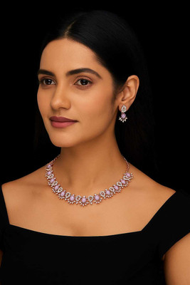 Queen Art Brass Pink Jewellery Set(Pack of 1)