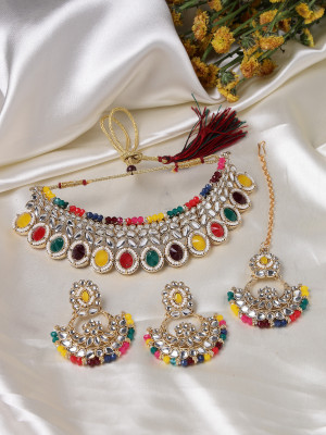 Sukkhi Alloy Gold-plated Multicolor Jewellery Set(Pack of 4)