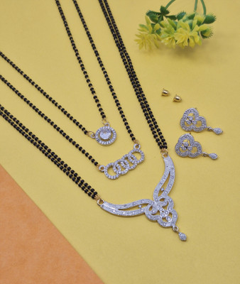 Divyanshi Collection Brass Silver Silver, Black Jewellery Set(Pack of 4)