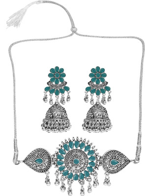 Anamya Collections Alloy Green, Silver Jewellery Set(Pack of 2)