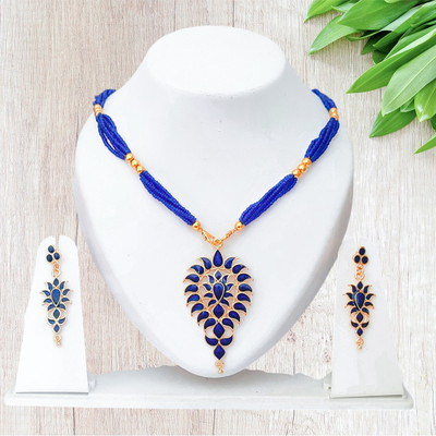 PC DEALER Copper Gold-plated Blue Jewellery Set(Pack of 1)