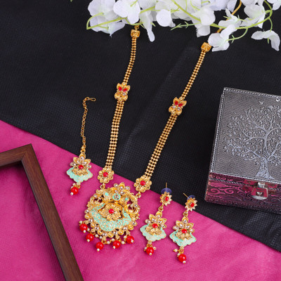 SHIV SHAKTI JEWELLERS Alloy Gold-plated Red Jewellery Set(Pack of 3)