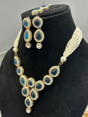 RITVIJAY ENTERPRISES Alloy Gold-plated Blue Jewellery Set(Pack of 3)