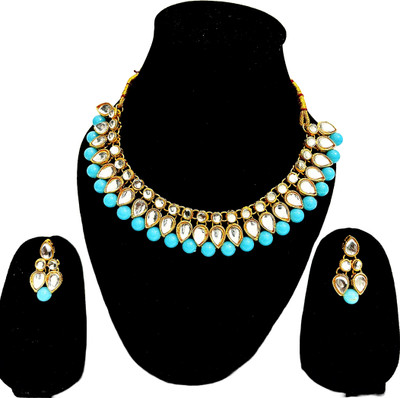 V.V. Sons Metal Gold-plated Blue, Multicolor, White Jewellery Set(Pack of 2)