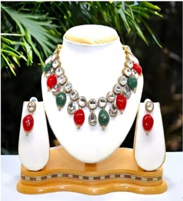 Shivay Fashion LLP Alloy Brass Red, Green Jewellery Set(Pack of 1)