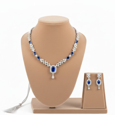 Amoha Lifestyle Brass, Alloy Silver Blue, White Jewellery Set(Pack of 3)