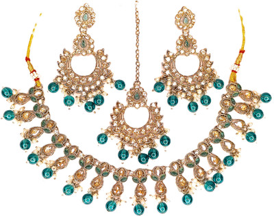 Zarmar fashion Stone, Crystal Gold-plated Green Jewellery Set(Pack of 1)