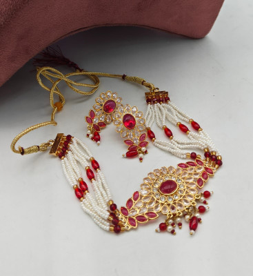 parth fancy artificial Alloy Gold-plated Red, Purple Jewellery Set(Pack of 1)