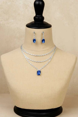 V.V. Sons Alloy Blue, Silver Jewellery Set(Pack of 1)