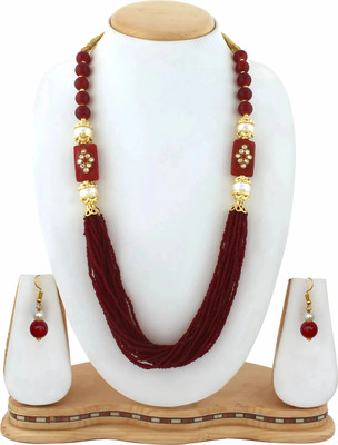 Henuka Stone, Alloy Maroon, White Jewellery Set(Pack of 3)