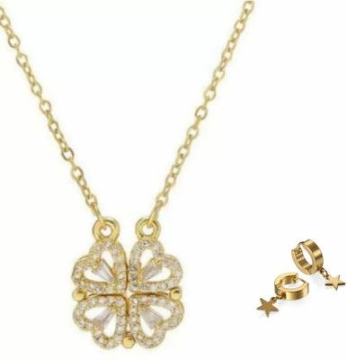 Aanya Jewels Brass, Stainless Steel Gold-plated Gold Jewellery Set(Pack of 2)