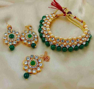 shivay Alloy Gold-plated Green, Gold Jewellery Set(Pack of 1)
