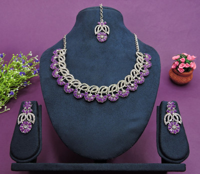 VATSALYA creation Alloy Gold-plated Purple Jewellery Set(Pack of 1)