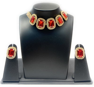 UWISH Alloy Silver Ruby Red, Gold Jewellery Set(Pack of 1)