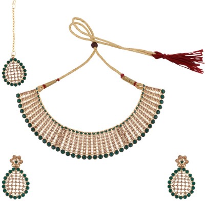 BHANA STYLE Brass Gold-plated Green Jewellery Set(Pack of 4)