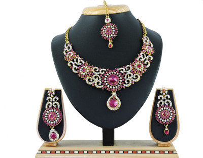 VATSALYA creation Alloy Gold-plated Pink Jewellery Set(Pack of 1)