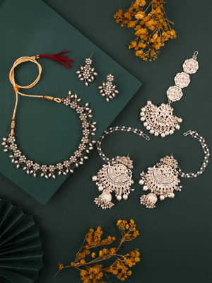 brado jewellery Brass Gold-plated Gold, White Jewellery Set(Pack of 3)