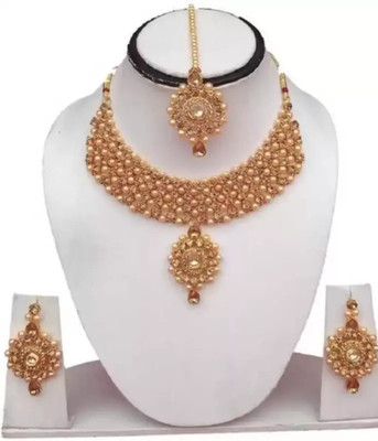 Harshi creation Alloy Gold-plated Gold Jewellery Set(Pack of 1)