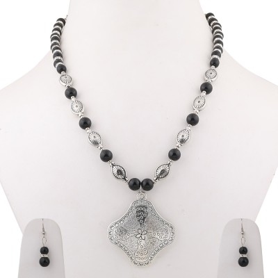 BERGO JEWELS Alloy Black, Silver Jewellery Set(Pack of 1)