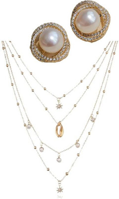 SRK Fashions Alloy Gold, White Jewellery Set(Pack of 1)