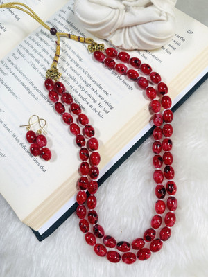 JN Handicraft Glass Red Jewellery Set(Pack of 1)