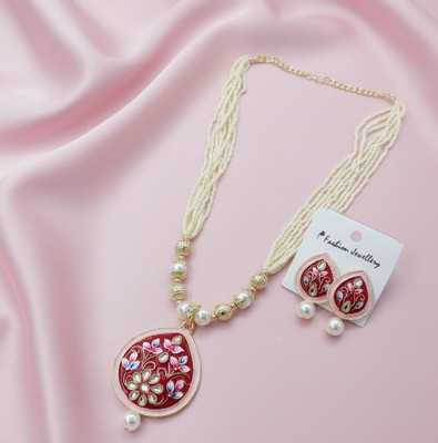 DD JEWELS Alloy Gold-plated Red Jewellery Set(Pack of 1)