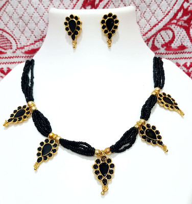 shree balaji gold Brass, Metal, Copper Gold-plated Black Jewellery Set(Pack of 1)