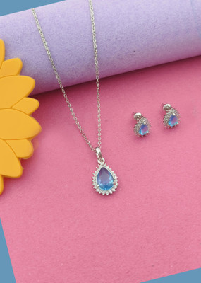Pihoo Enterprise Alloy Silver Blue, Silver Jewellery Set(Pack of 1)