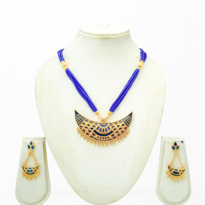 PC DEALER Copper Gold-plated Blue Jewellery Set(Pack of 1)