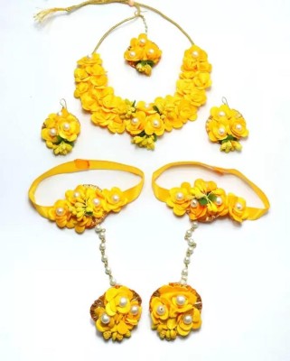 Shubh Lakshmi Creation Fabric Yellow Jewellery Set(Pack of 1)