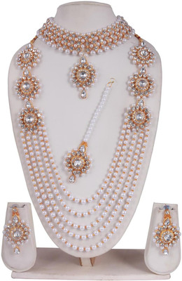 Ruhi Alloy Gold-plated White Jewellery Set(Pack of 1)