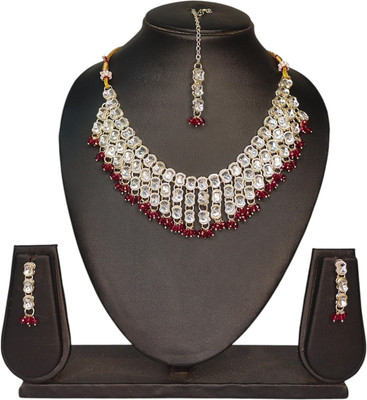 Zarmar fashion Alloy Gold-plated Pink, Gold Jewellery Set(Pack of 1)