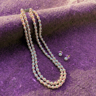 kashvi pearls and jewellers Shell Silver Multicolor Jewellery Set(Pack of 1)