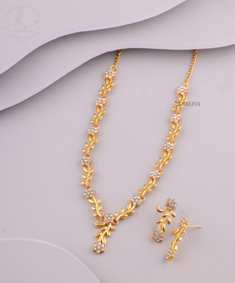 TINALIVA Brass Gold-plated White Jewellery Set(Pack of 1)
