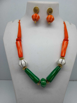 Amanath Alloy Green, Orange, White Jewellery Set(Pack of 1)