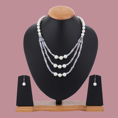 Rhosyn Mother of Pearl, Alloy Sterling Silver White, Platinum Jewellery Set(Pack of 1)