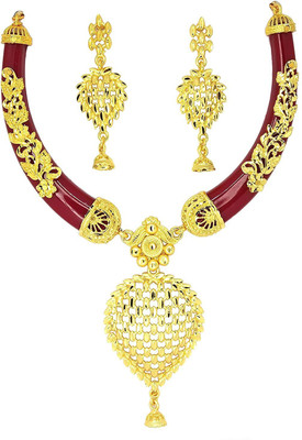 GEMRON JEWEL Alloy Gold-plated Red, Gold Jewellery Set(Pack of 1)