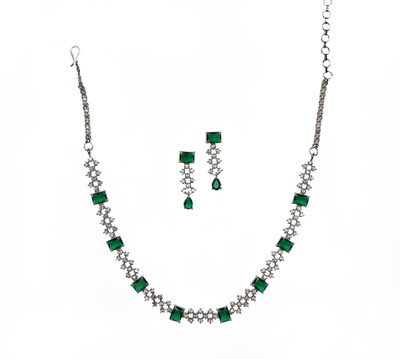 RANIT CREATION Brass Rhodium Green, Silver Jewellery Set(Pack of 1)