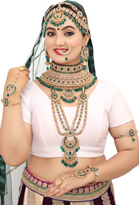 KKIMITATION Alloy Gold-plated Green Jewellery Set(Pack of 1)