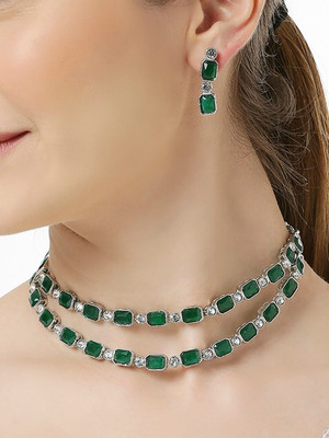 Influtive Brass, Copper Gold-plated Green Jewellery Set(Pack of 1)