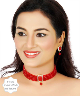 shivay Alloy Gold-plated Red Jewellery Set(Pack of 1)