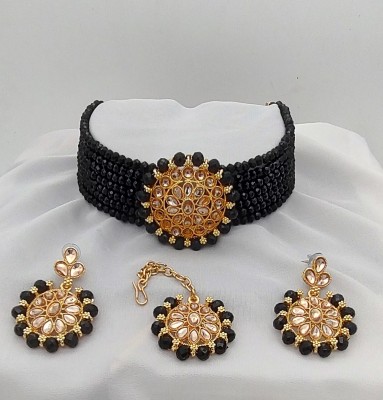 RPJEWEL Alloy Gold-plated Black Jewellery Set(Pack of 1)