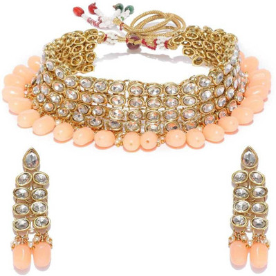 house of common Alloy Gold-plated Pink Jewellery Set(Pack of 1)